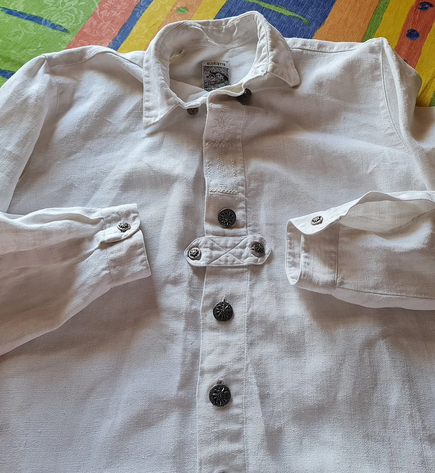 CAMICIA VINTAGE GLORIETTE COSTUMI TIROLE OKTOBERFEST DIRNDL UOMO:US 16 1/2/EU 42 - Immagine 4 di 4