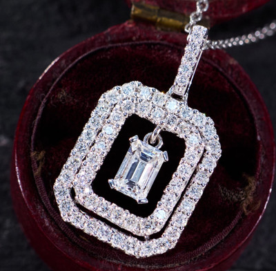 1.50 Ct Certified Treated Lovely White Diamond Pendant with Accents, 925 Silver
