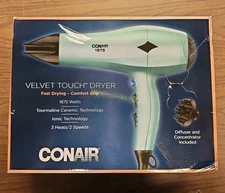 Conair Velvet Touch Dryer 1875 Watts with Diffuser and Concentrator
