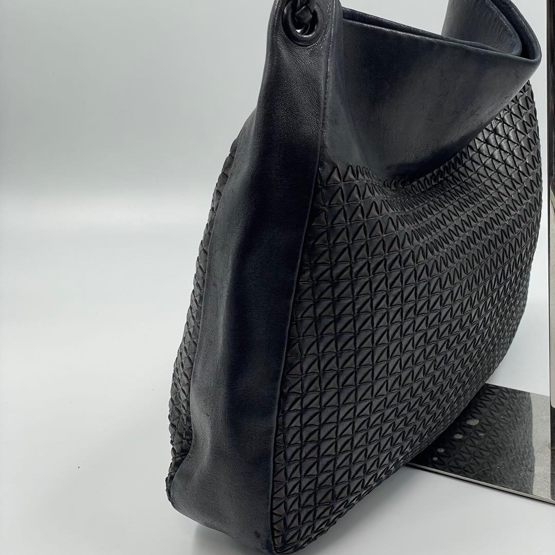 Bottega Veneta Women's Shoulder Bag Hobo Leather Intrecciato Black Vintage thumbnail 12