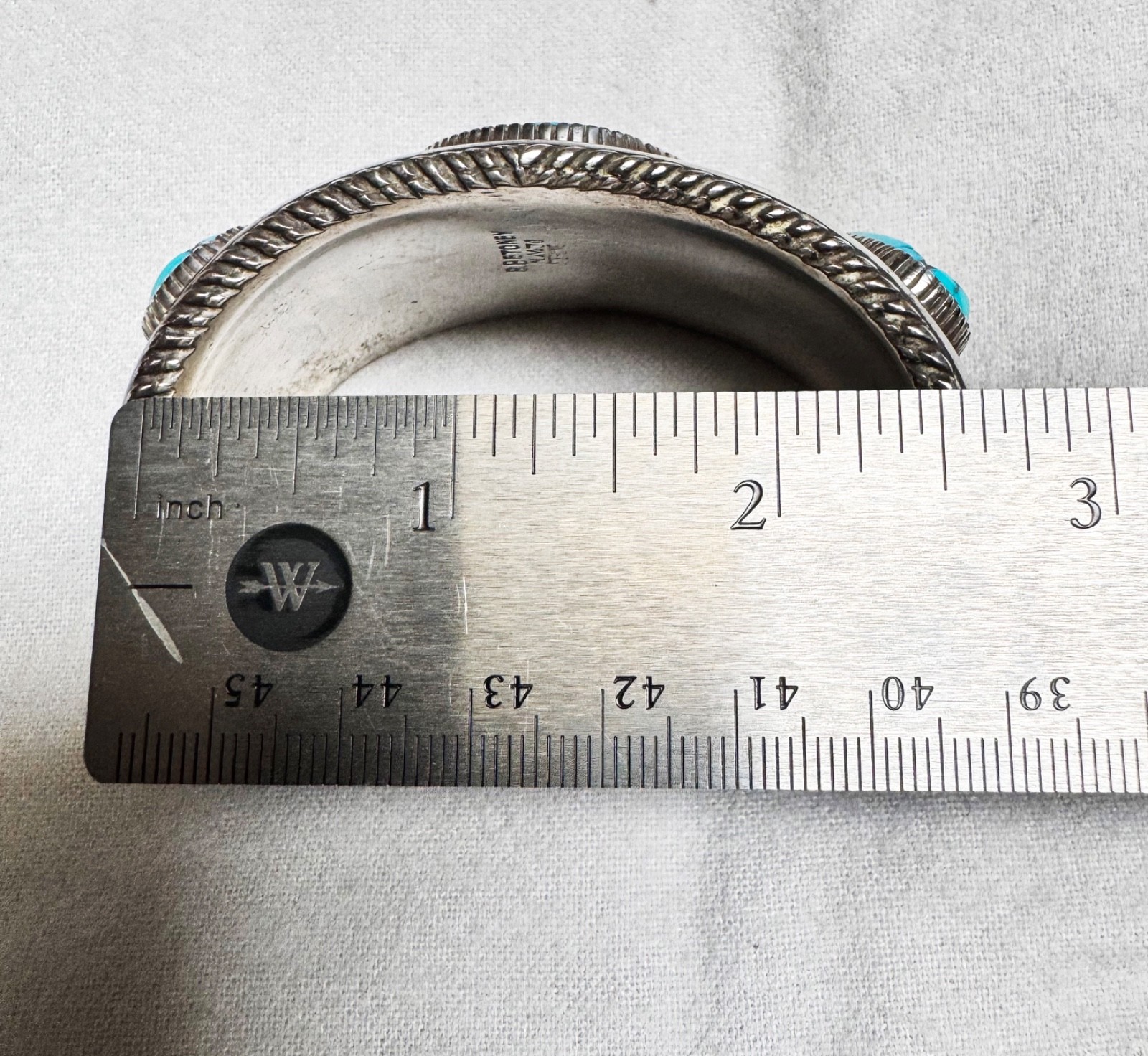 Substantial Large Sterling Turquoise Cuff Bracele… - image 10