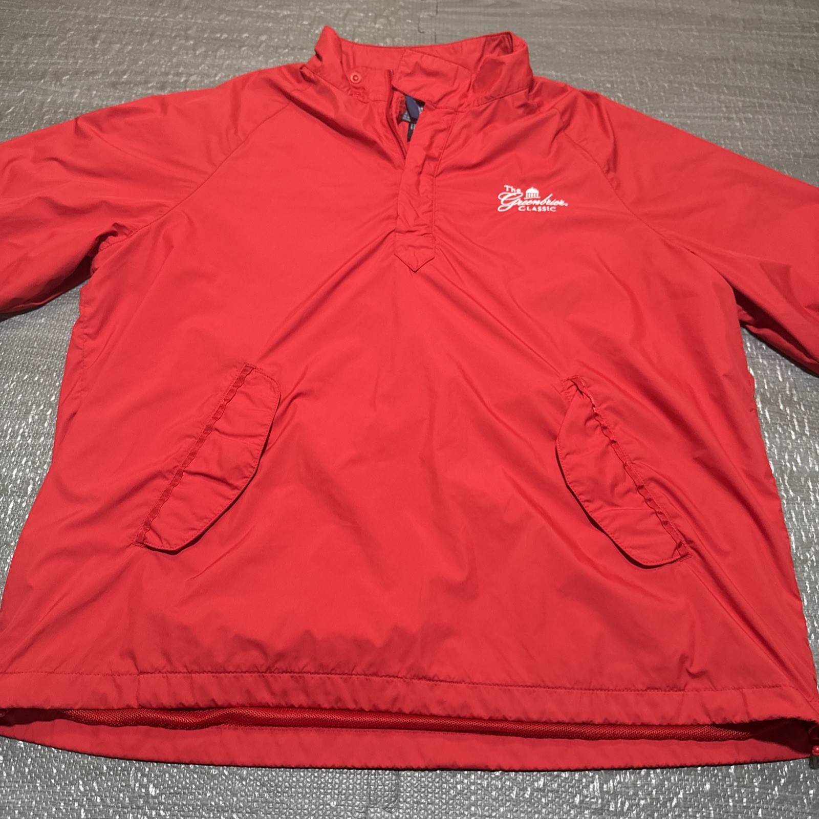 PONY Vintage Greenbrier Classic Windshirt Polo Golf Rosso Uomo Grande 1 4 Snap Jacket PGA