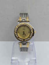 Vintage Rofina Supreme 22K Gold Plated Cable Bracelet Quartz Watch New Battery