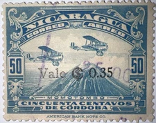 Travelstamps: Nicaragua Stamps Sc #C107, OP, Stamps .35 on .50c Airmail  Used Og