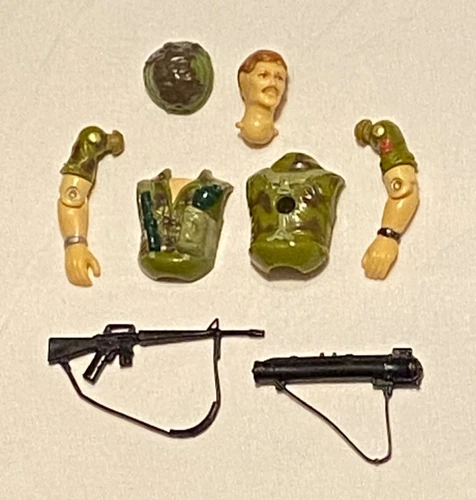 G.I. GI JOE gijoe FOOTLOOSE BODY PARTS +WEAPONS arms gun rocket helmet FREE SHIP