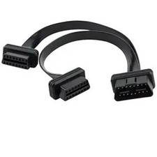 Ultra Low Profile Straight 16 Pin OBD2 OBDII Splitter Extension Cable Male to Du