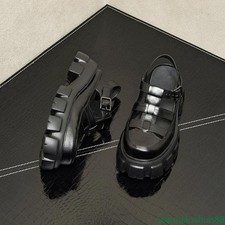 Men's Platform Roman Sandals genuine Leather Hollow Gladiator Thick Sole shoes 