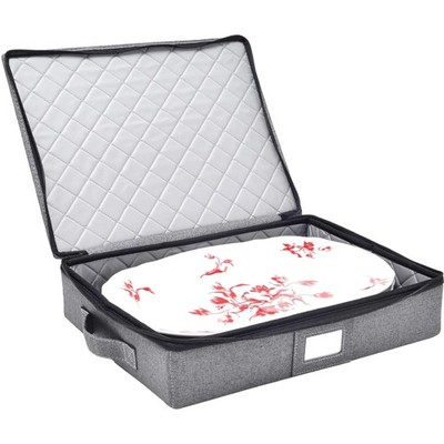 Luxury Hard Shell Storage Container for Dishes - 17'' x 13'' Organizing Solution