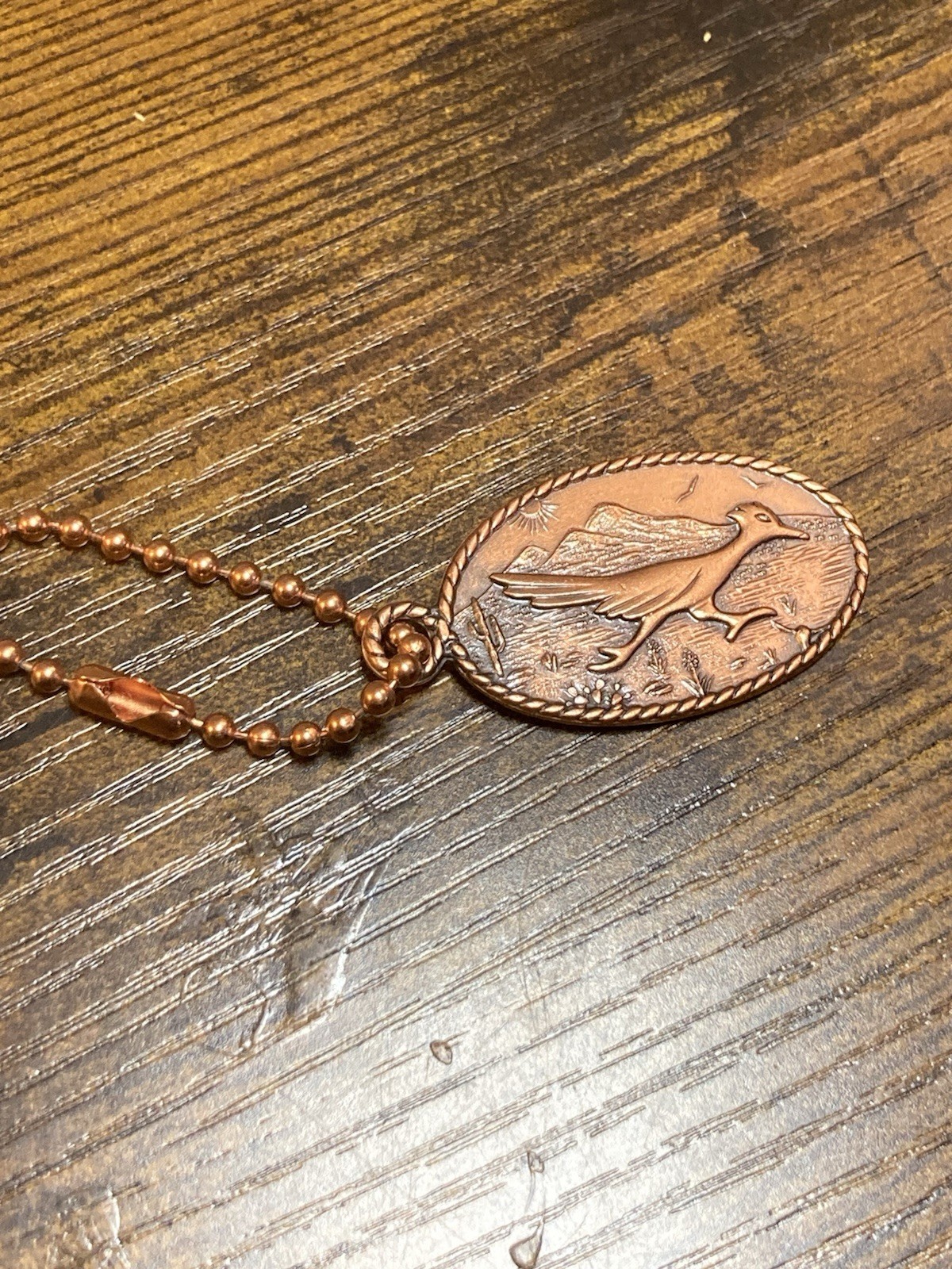 Solid Copper Roadrunner Keychain Relief Desert Ch… - image 2