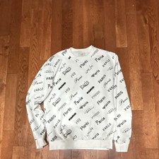 Tour D'or Paris Pullover Sweatshirt Graphic Print White Black L Women