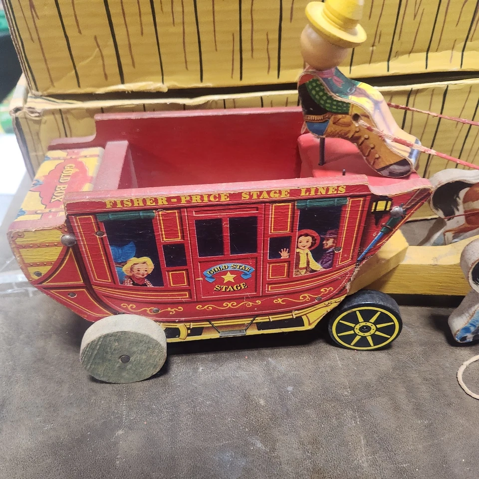 Entrenador de escenario Fisher Price 1954 de colección de juguete Gold Star Line Sh Foto 2 de 4