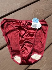 Vintage Bali Silky Shiny Wet Look Red Bikini Panty NWT Size Small