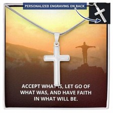Have Faith Engraved Cross Necklace, Baptism Confirmation gift