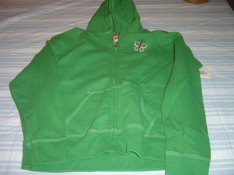 New Hanes Girls' Full-Zip Hoodie Sweatshirt Comfort Soft Size  XLarge Green