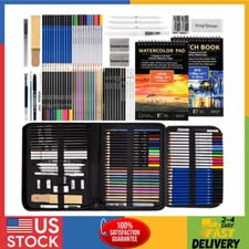 Art Supplies Drawing Pencils Set - 76 Pack Pro Sketching Kit with Sketchbook