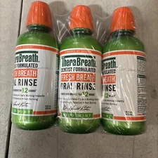 3x TheraBreath Fresh Breath Oral Rinse Mint Mouth Wash 16oz Exp 10/26