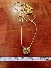 Vintage Gold Tone Slider Charm Pendant GP Necklace 22