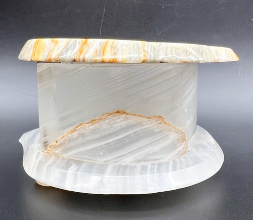 Vintage Gray and White Onyx Marble Shell Box - Picture 8 of 11