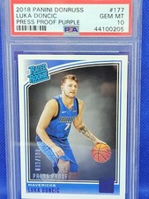 Luka Doncic 2018 Panini Donruss Rated Rookie Purple Press Pass PSA 10 Gem Mint