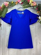 Vince Camuto Dress Women Bell Sleeve Sheath Royal Blue Size 2 Lined Thick Fabric