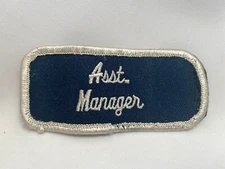 ASST. MANAGER USED EMBROIDERED  SEW ON NAME PATCH TAG ASSORTED COLORS AVAILABLE