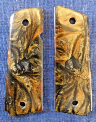 1911 Laser Pearl Spade Springfield Armory 911 9mm Grips Engraved