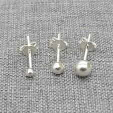 10prs of 925 Sterling Silver Bead Stud Ear Earring Posts Hole 0.85mm 1.1mm 1.3mm