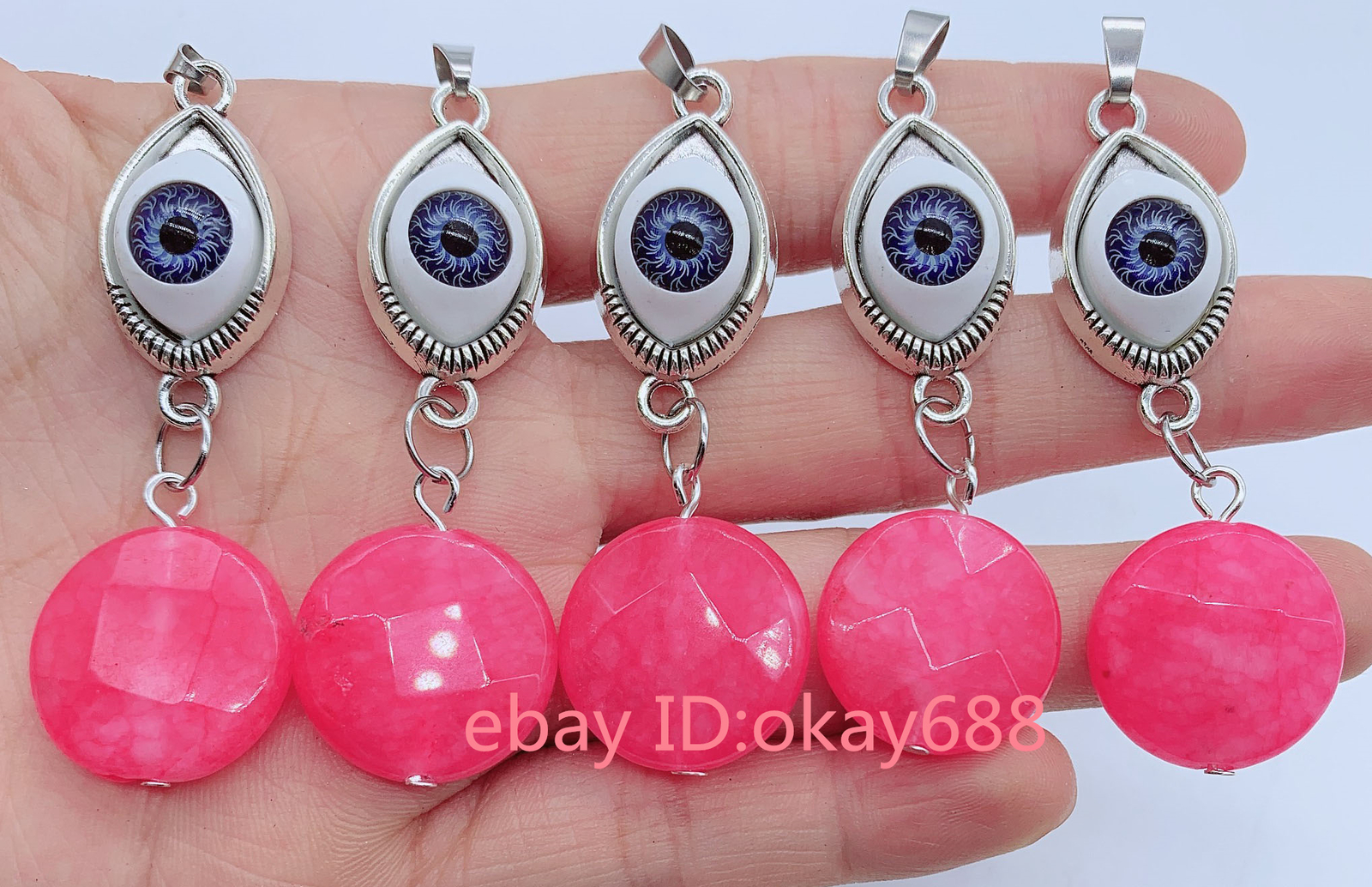 10pcs Red Jade2 Coins Gems stone Eye Pendants Chakra Reiki Healing Amulet