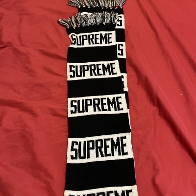 小物 supreme16AW Stripe border logo muffler Supreme Bar Stripe Scarf FW16 Black/White | eBay