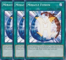 Yugioh - Miracle Fusion x 3 - 1st Edition NM - Free Holographic Card