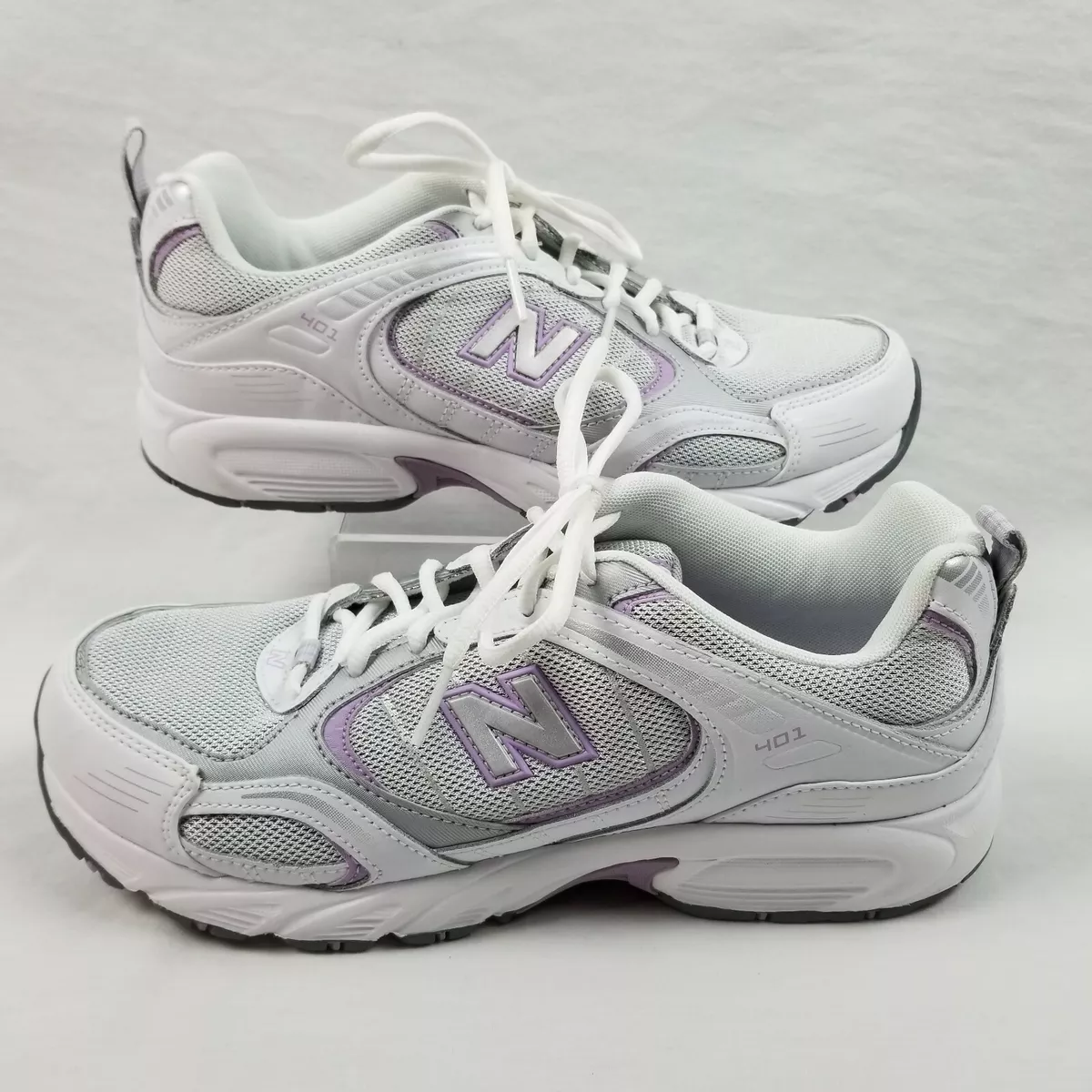 New Balance 401 Womens 10 B White Lilac SL 2 Leather Running Training Shoes Box