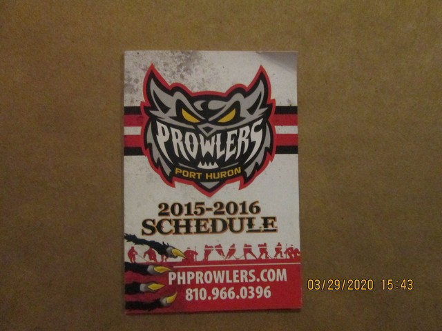 FHL Port Huron Prowlers Vintage Circa 2015-2016 Team Logo Hockey Pocket