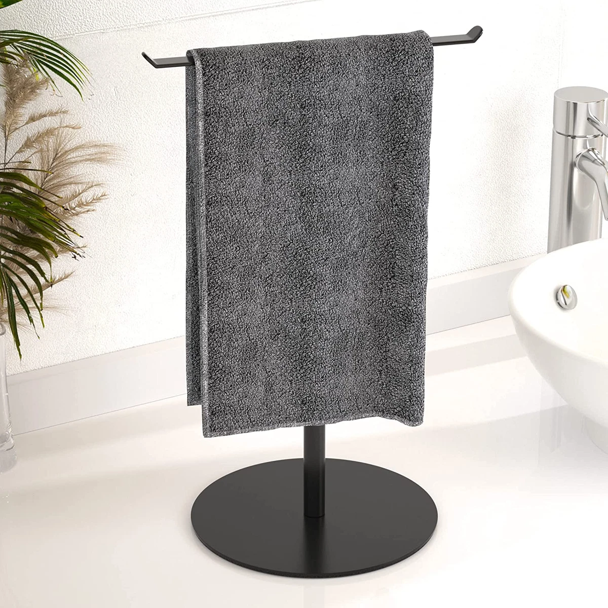 Matte Black Hand Towel Holder for Bathroom, T-Shape Towel Rack Free-Standing,  Hi | eBay