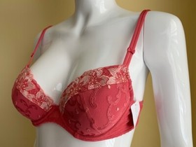 Aubade Wandering Love Plunge Push Up bra NWT Color Coral 30D