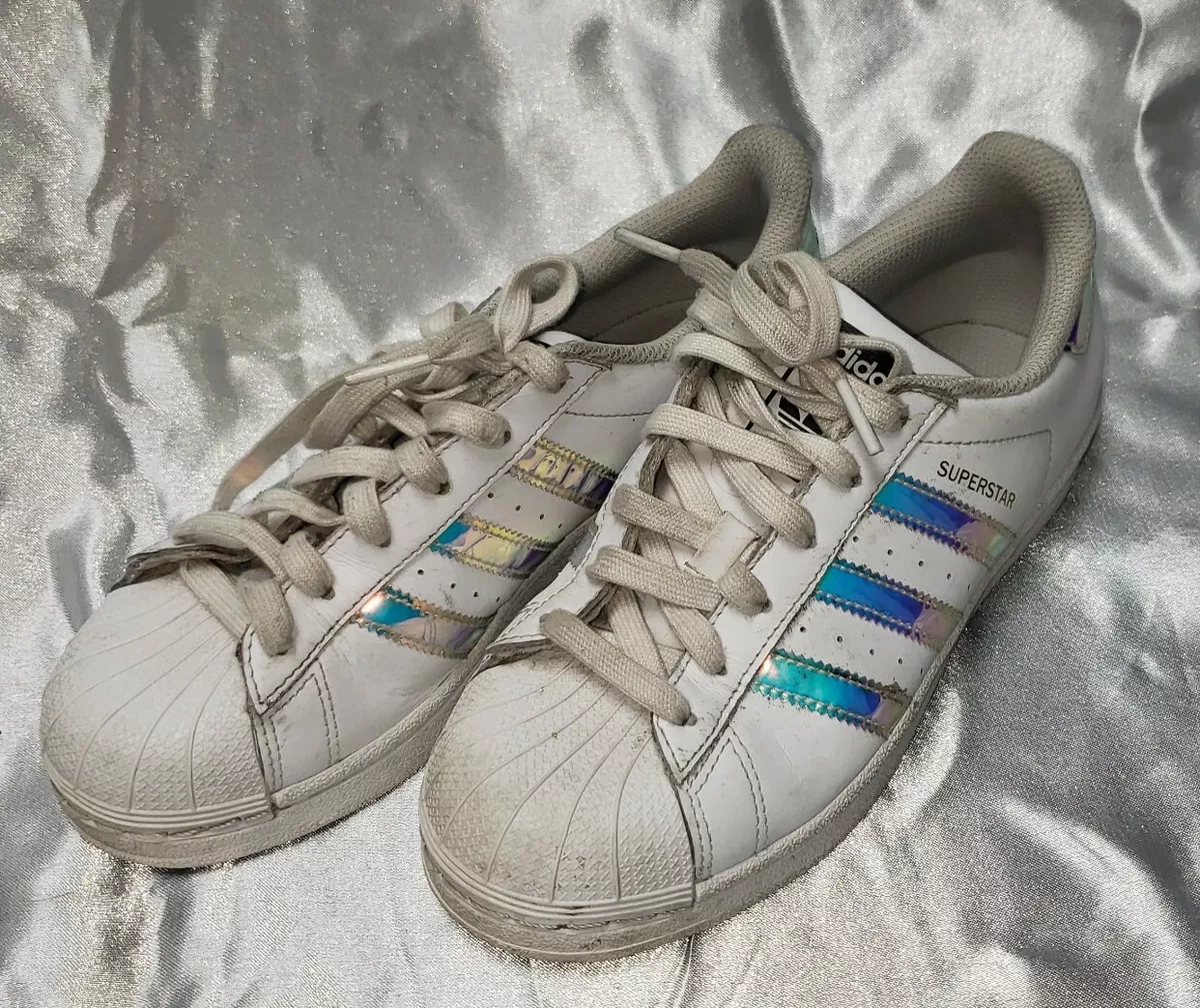 Adidas superstar clearance white and iridescent