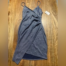 NWT Windsor Womens Small Blue Navy/Silver Sparkle Asymmetrical Dress