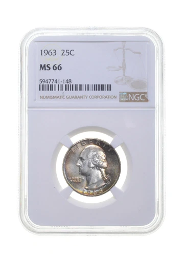 MS66 1963 Washington Quarter - Graded NGC Crusty Toned *4303