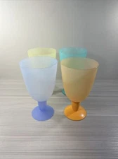 Tupperware Impressions Goblets Set of 4 Multicolored Stems Parfait Sundae New!