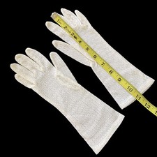 Vintage Women's Gloves White Nylon Stretch Lace Rockabilly VLV