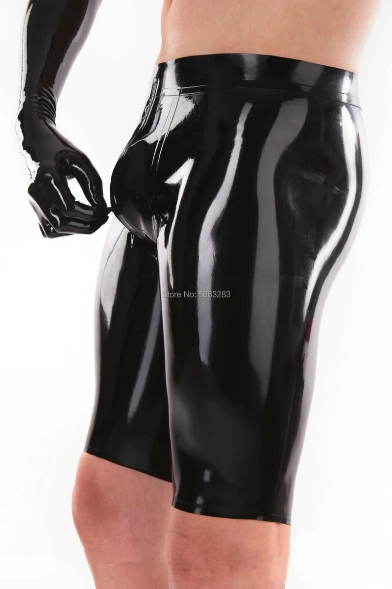 mens latex shorts