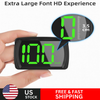 Digital Car HUD GPS Speedometer Head Up Display MPH KMH Compass Overspeed Alarm
