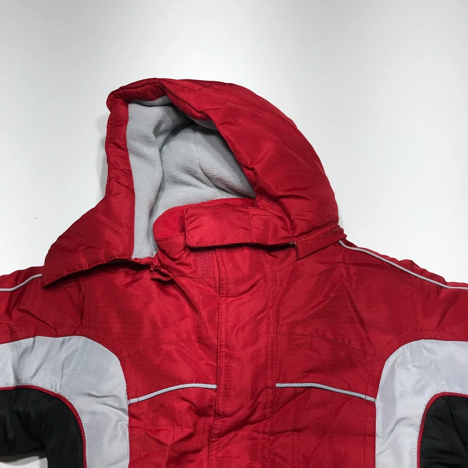 Chaqueta de invierno Faded Glory niños pequeños talla 3T roja pesada con capucha con forro de cremallera Foto 3 de 4