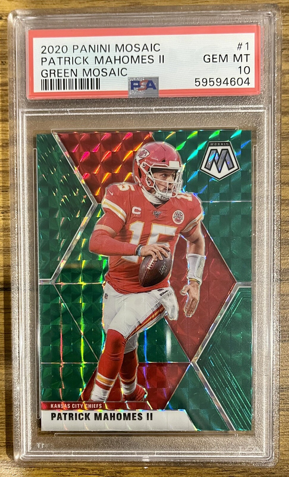 2020 MOSAIC PATRICK MAHOMES II GREEN MOSAIC PRIZM #1 CHIEFS PSA 10 GEM MINT