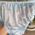 Vintage Slippery Nylon Panties Pastel Blue Bikini Sheer Brief Sz. 7-8 Hip 38-42"