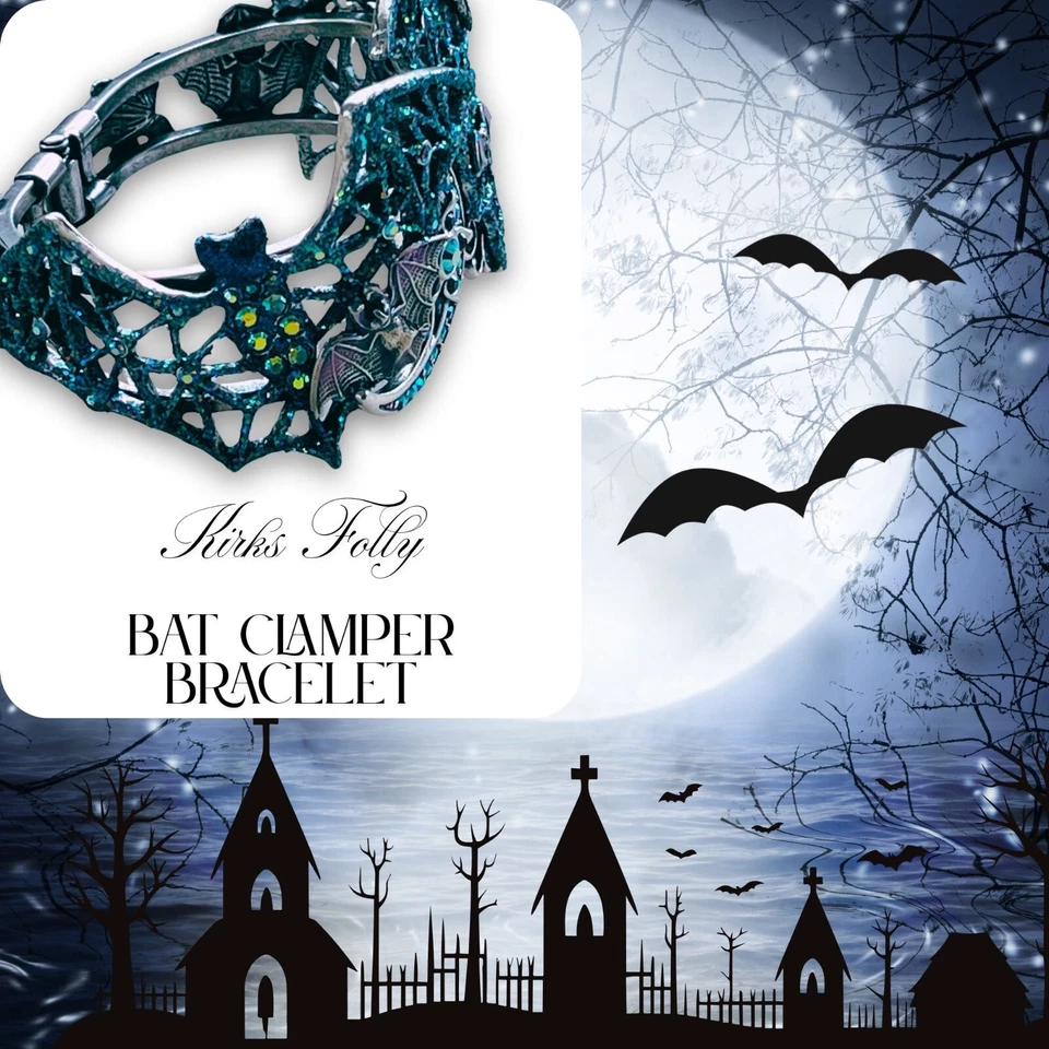 Brazalete Kirk’s Folly Hocus Pocus Murciélago Abrazadera Halloween Gótico AB Cristales Foto 3 de 4