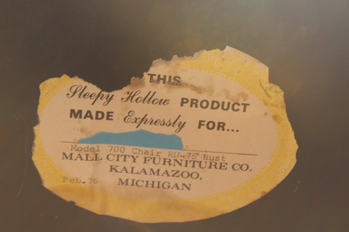 Vintage 1976 Tufted THE ORIGINAL Sleepy Hollow Chair Mall Furniture Co Model 700 - Picture 20 of 22
