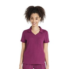 Scrubstar Women's Antimicrobial Premium Performance Collar Top Wine Small