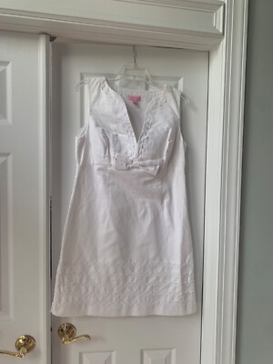 Lilly Pulitzer White Bow Empire Waist Shift Sleeveless Dress size 10 Linen Blend | eBay Lilly Pulitzer White Bow Empire Waist Shift Sleeveless Dress size 10 Linen Blend | eBay
