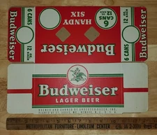 Vintage 1950’s Budweiser Lager Beer Handy Unused 6-pack Carton; Empty; Mint/NOS!