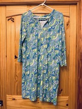 Lands End Dress Mint-Blue Waves, Paisley, Large